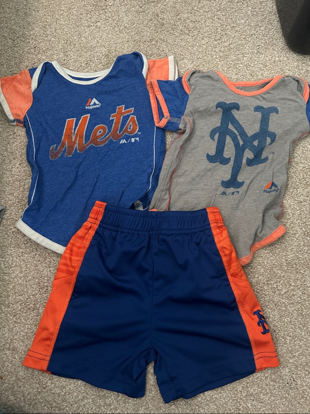 Majestic New York Mets Toddler Pack - 2 Short Sleeve Onesies 3-6m & Shorts 2t